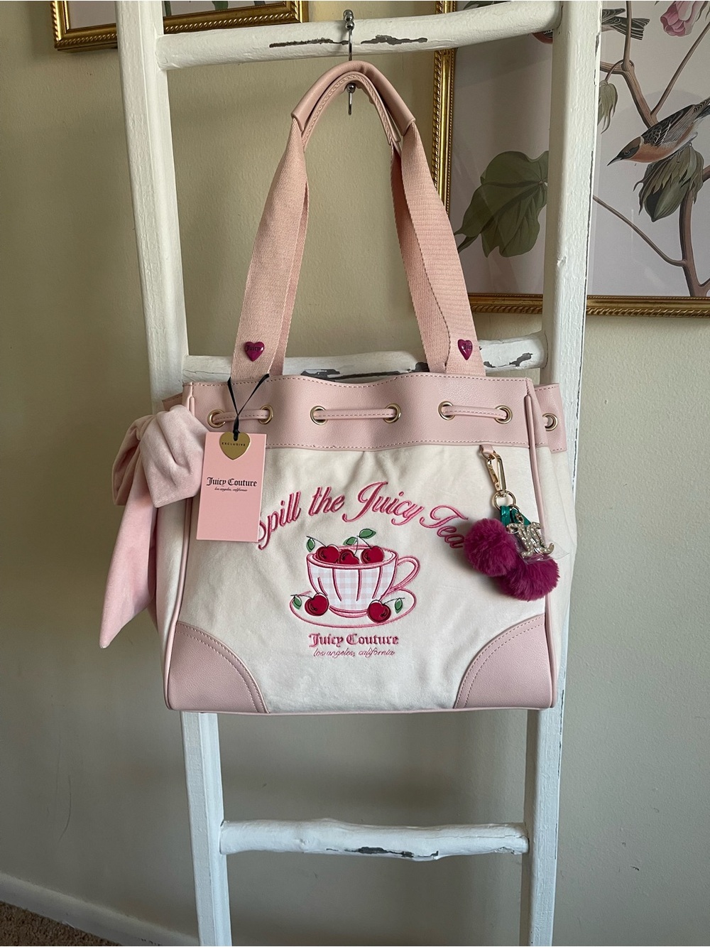 Juicy Couture Pink & Cream 'Spill the Juicy Tea' Tote